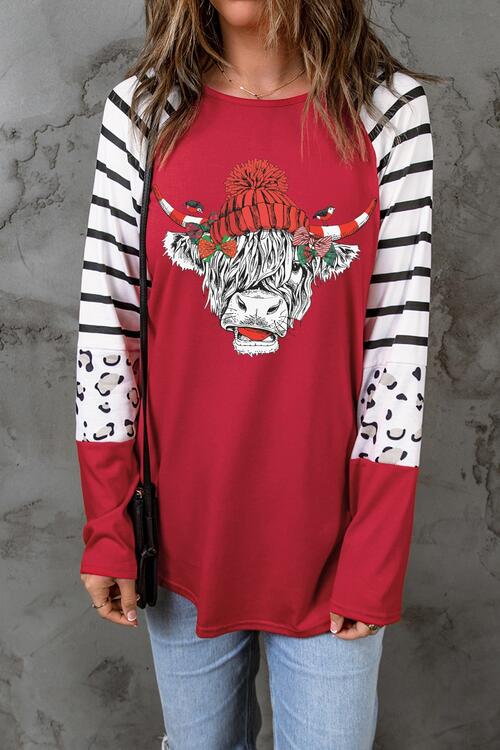Stilla | Grafisk Stribet Langærmet T-shirt