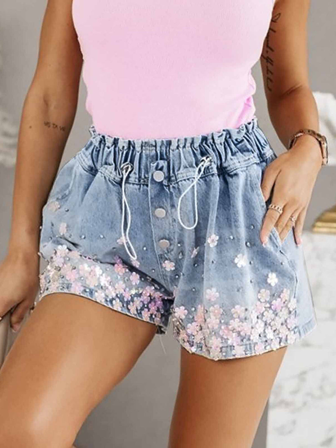 Stilla | Snørelukning Denim Shorts