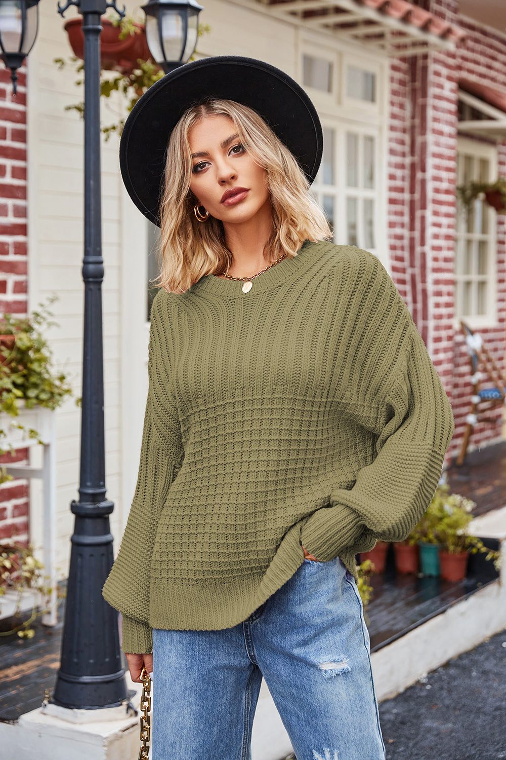 Stilla | Drop Shoulder Lantern Sleeve Sweater
