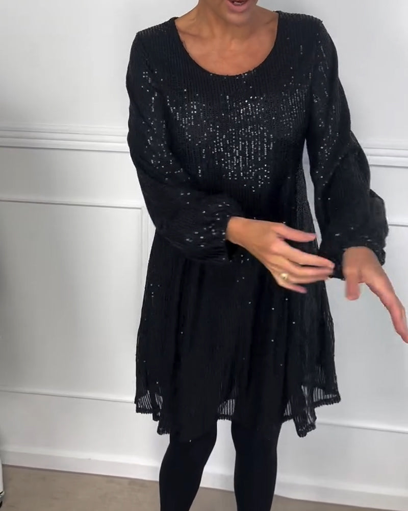 Stilla | Elegant Lanterne Ærme Pailletter A-Linie