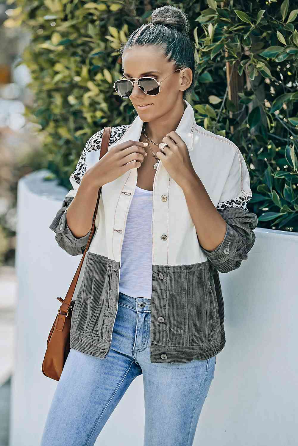 Stilla | Color Block Button-up Corduroy Shacket