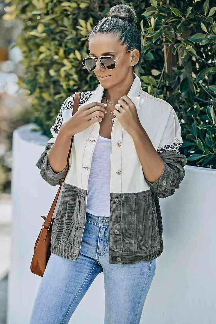 Stilla | Color Block Button-up Corduroy Shacket
