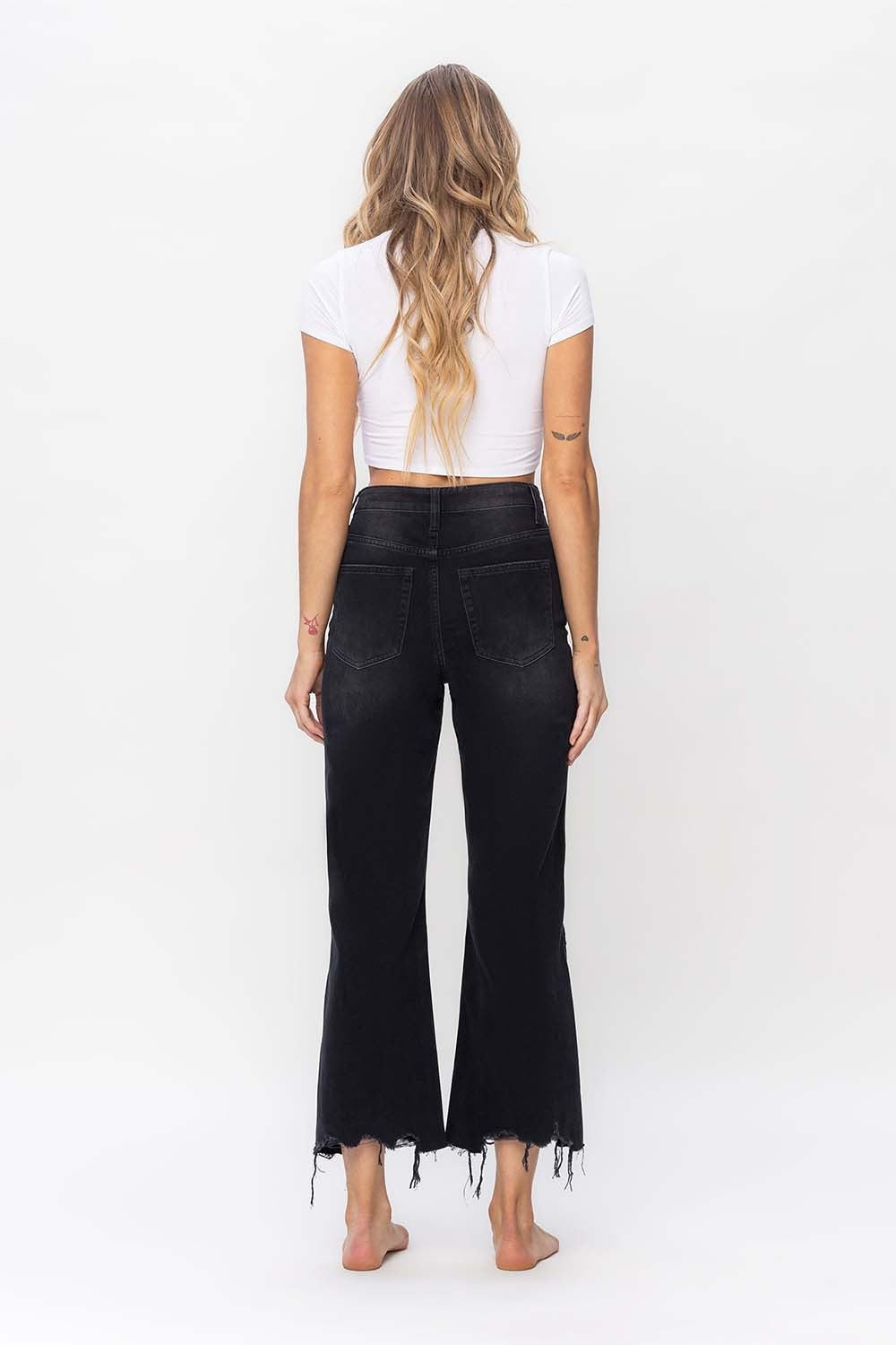 Stilla | by Flying Monkey Vintage Ultra Høj Talje Distressed Crop Flare Jeans