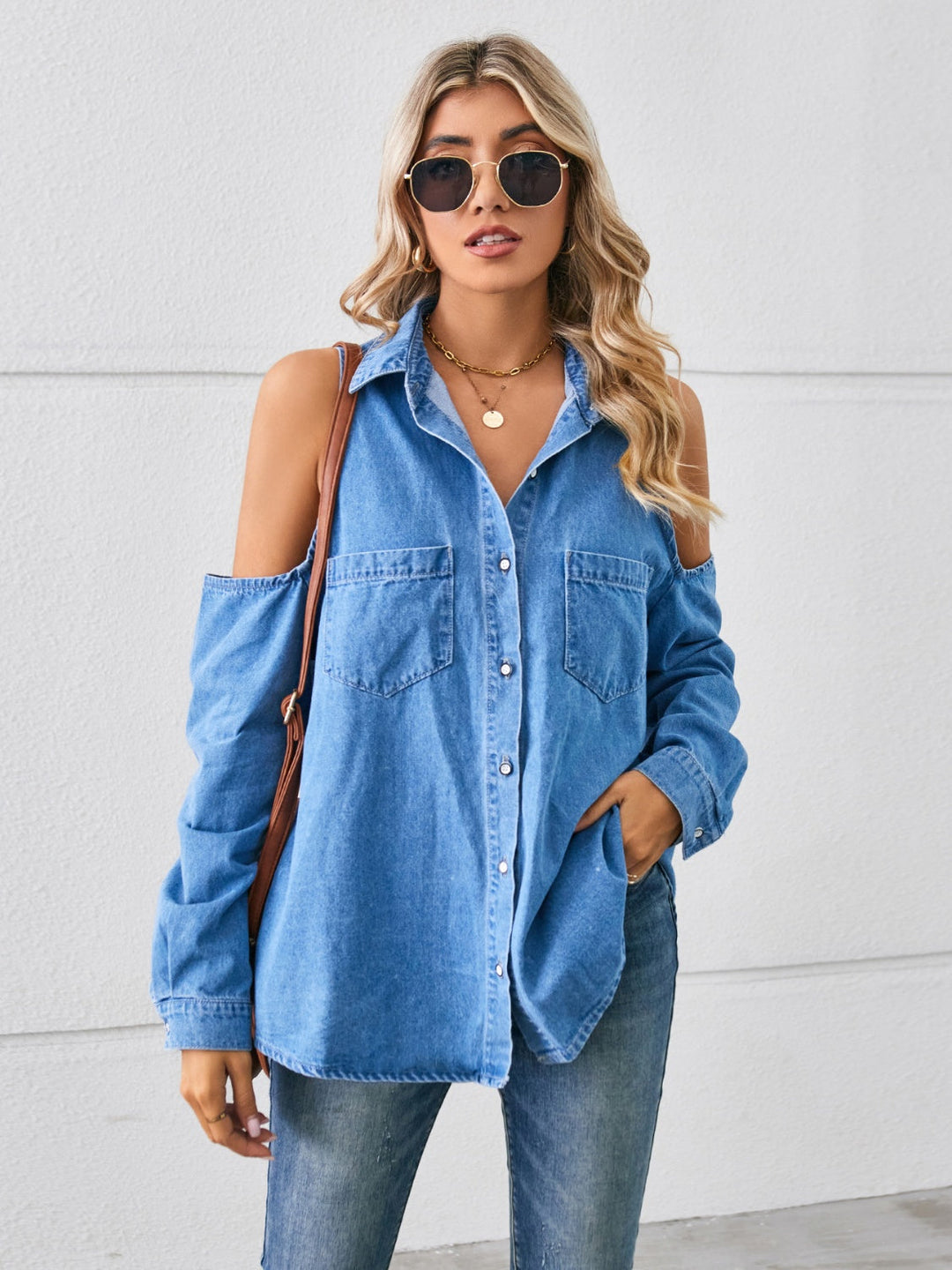 Stilla | Skulderlommeknappet denimjakke