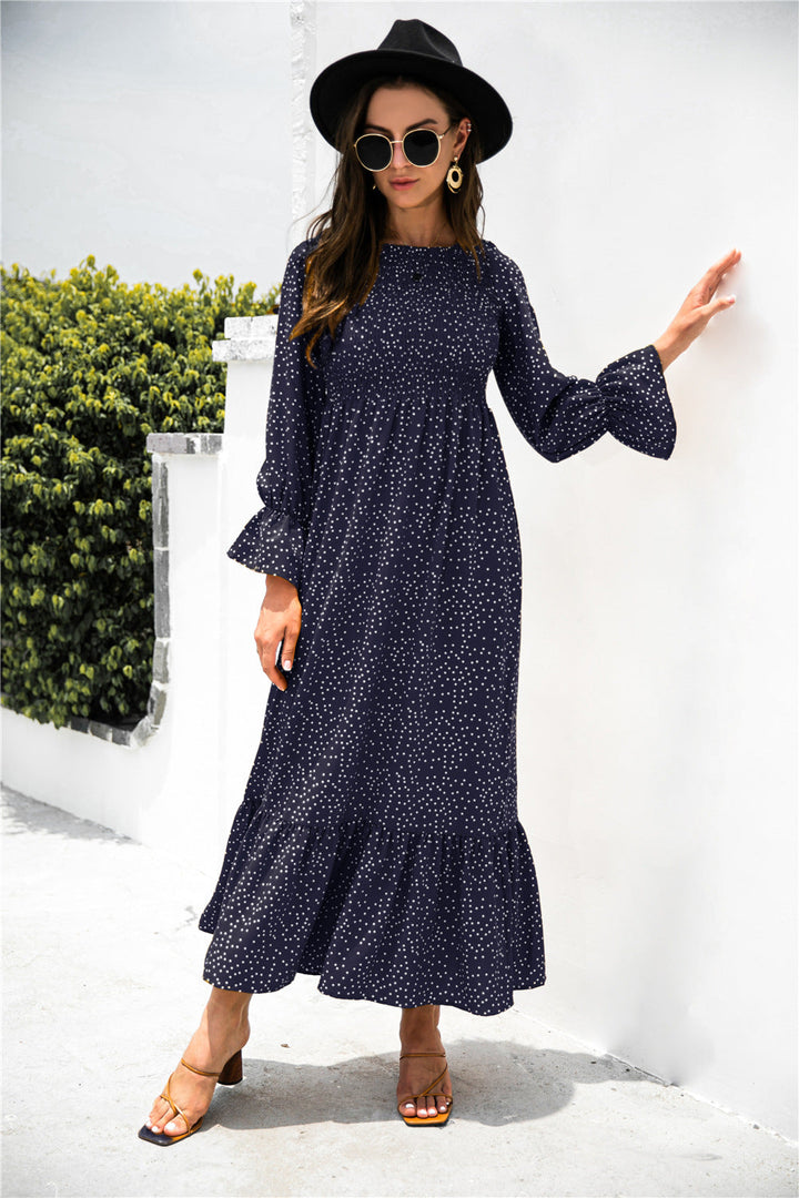 Stilla | Puff Ærme Ruffle Maxi Kjole