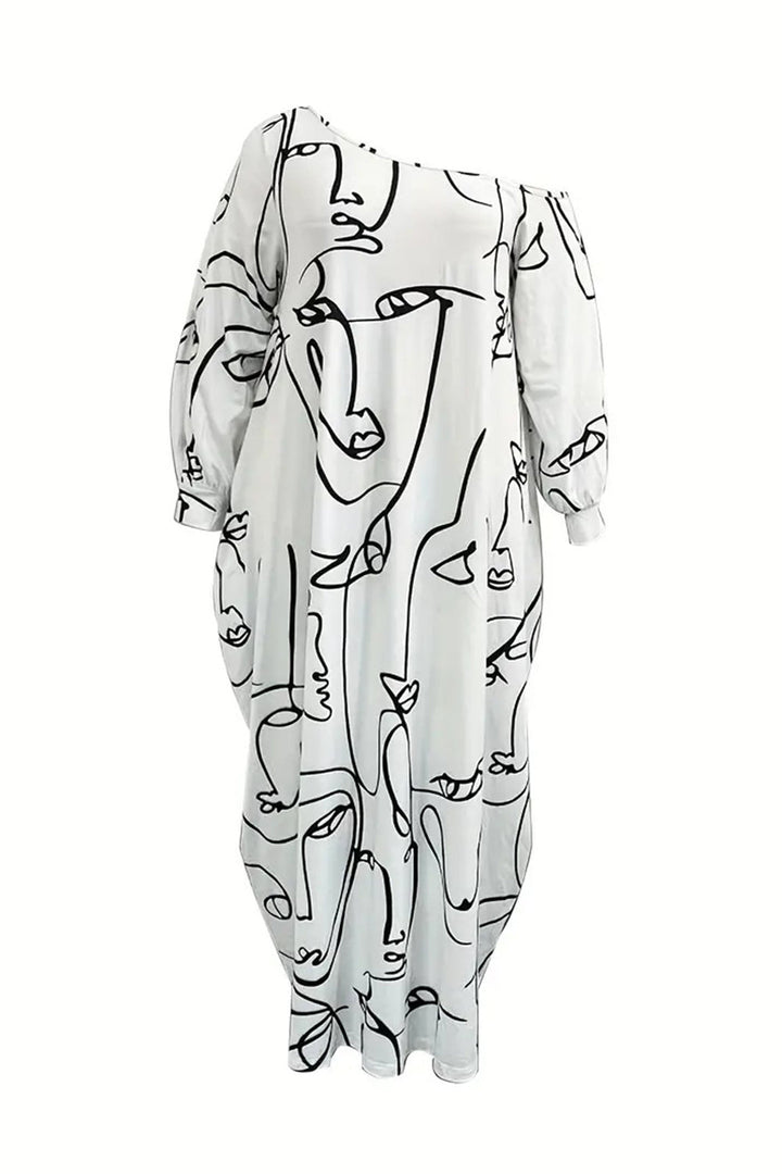 Stilla | Single Shoulder Lantern Sleeve Maxi Dress