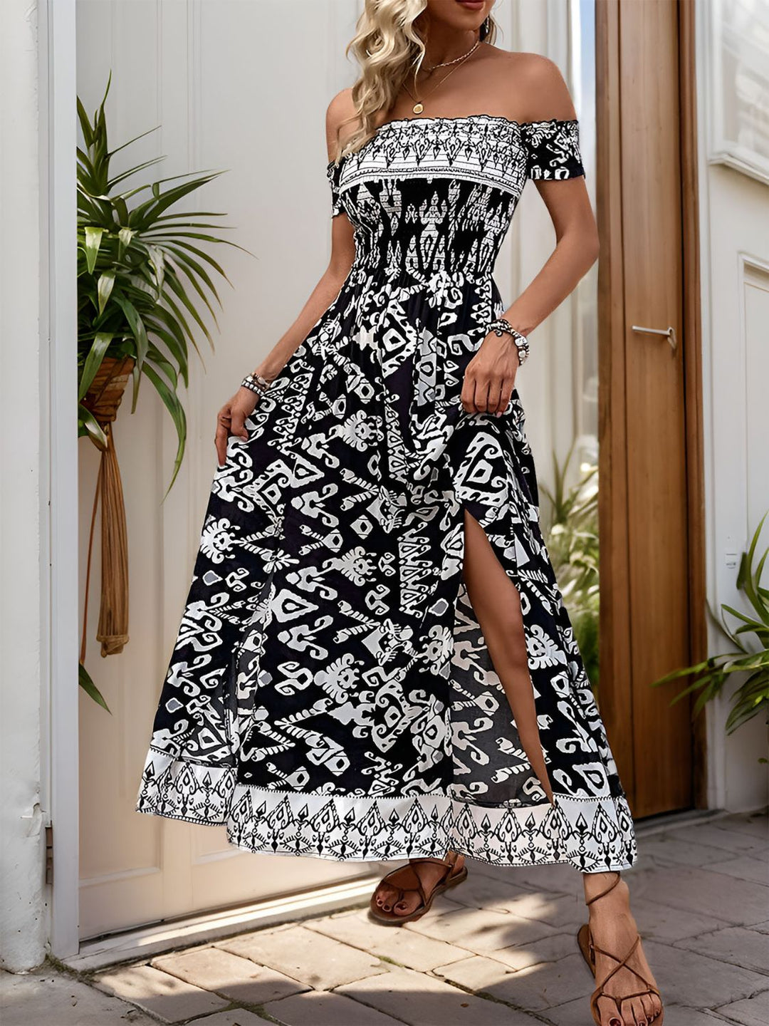 Stilla | Slids Printed Off-shoulder Dress