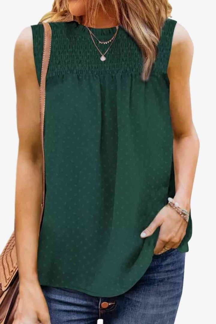 Stilla | Smocked Tie Back Frill Trim Tank