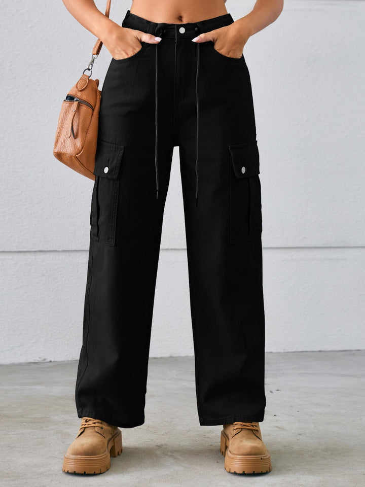Stilla | Mellem-Høj Talje Lige Cargo Jeans