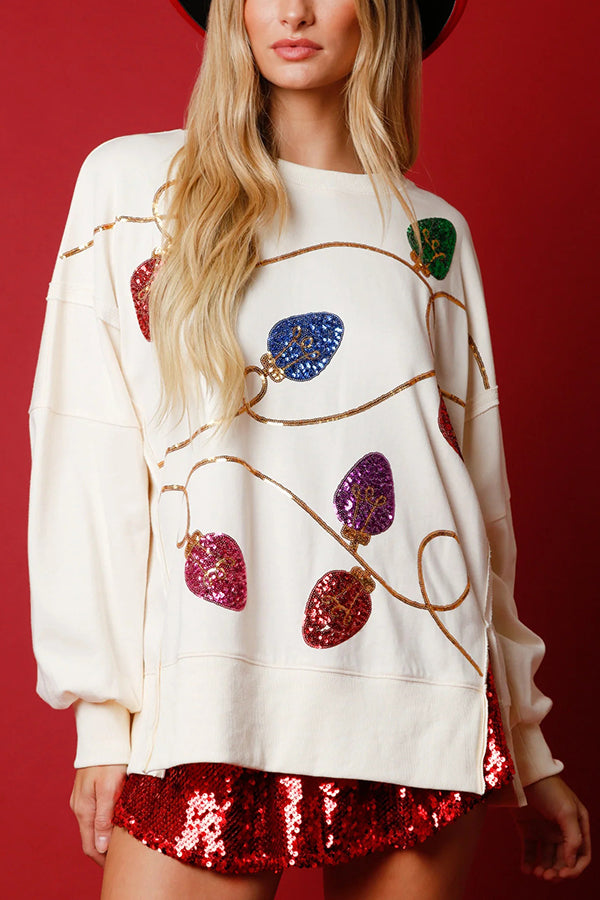 Stilla | Julelys Pailletter Slids Pullover Sweatshirt