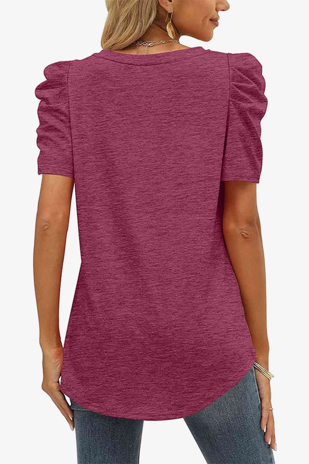 Stilla | Hals Puff Ermel T-shirt