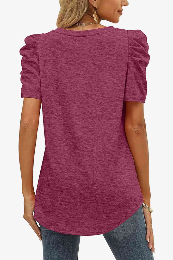 Stilla | Hals Puff Ermel T-shirt
