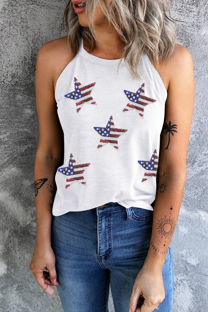 Stilla | US Flag Star Grecian Neck Tank