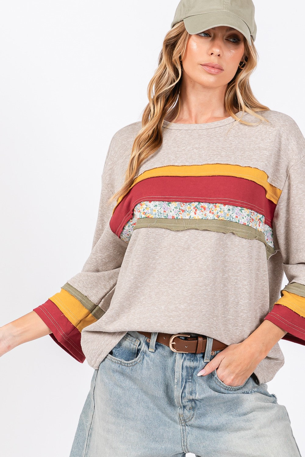 Stilla | T-shirt Farveblok Af Sweatstof