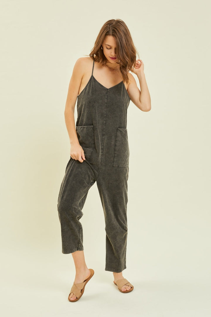 Stilla | Fuld Størrelse Mineral-vasket Oversized Jumpsuit Med Lommer