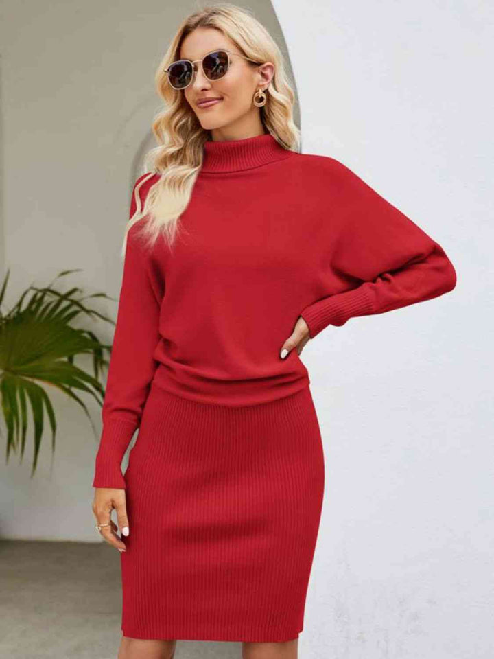 Stilla | Neck Langærmet Ribbet Sweaterkjole