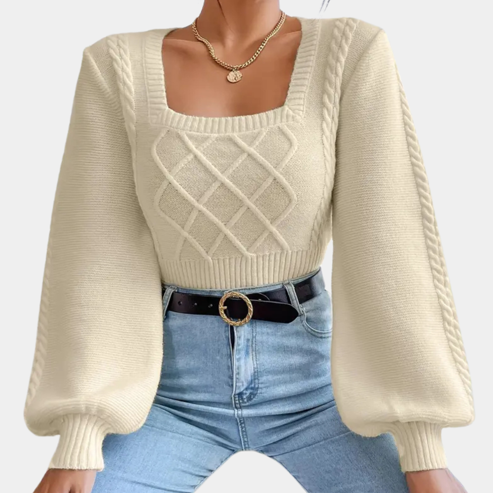 Stilla | Sweater med Firkantet Krave til Kvinder