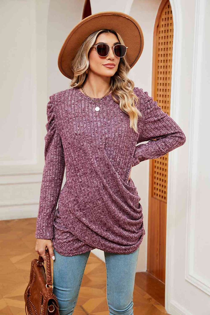 Stilla | Ærme Ribbet Twisted Top