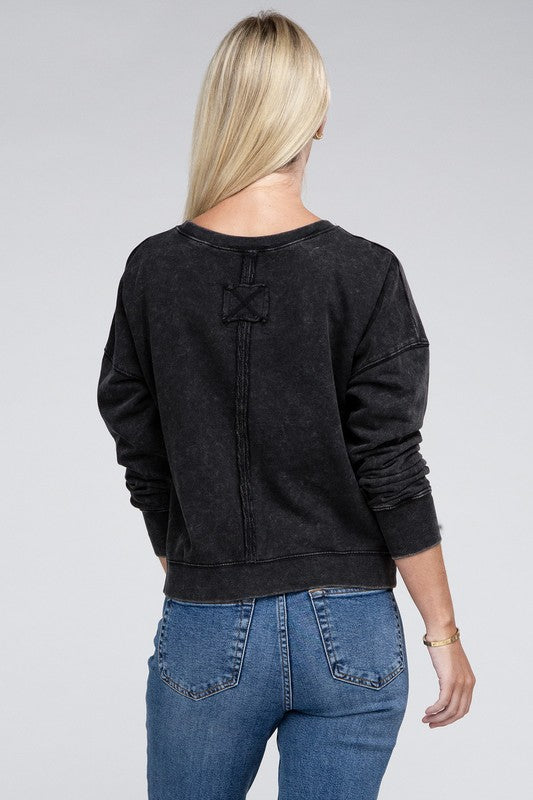 Stilla | Terry Acid Wash Båd Hals Pullover