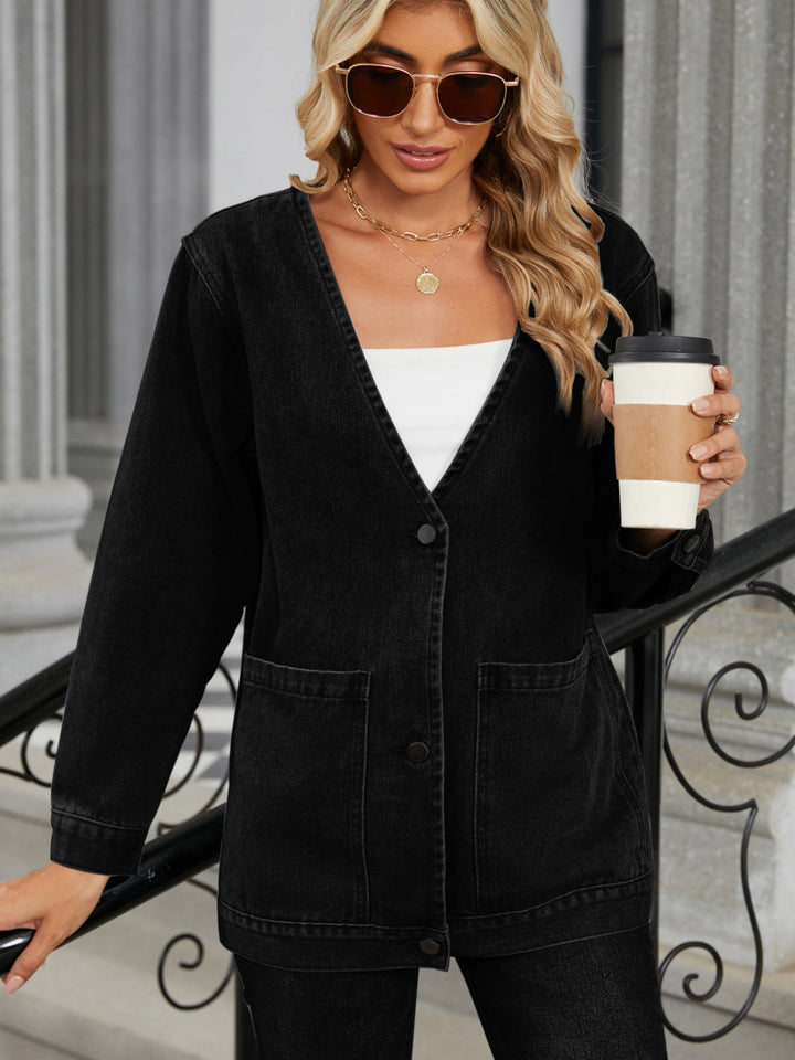 Stilla | V-Hals Knappet Denim Jakke