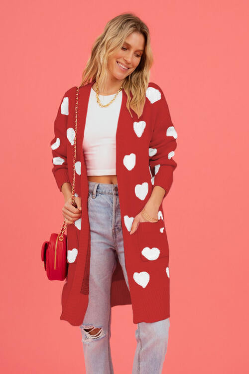 Stilla | Grafisk Åben Front Cardigan Med Lommer