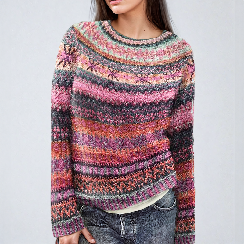 Stilla | Stribet strikpullover i farver