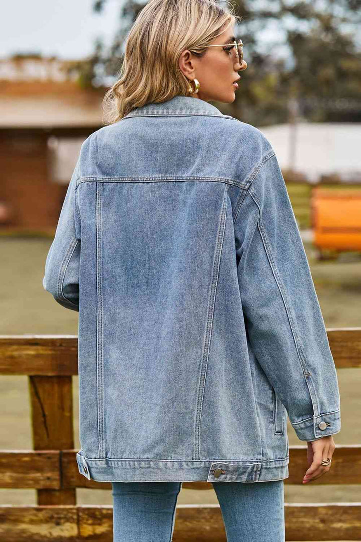 Stilla | Kravehals Denim Jakke Med Lommer