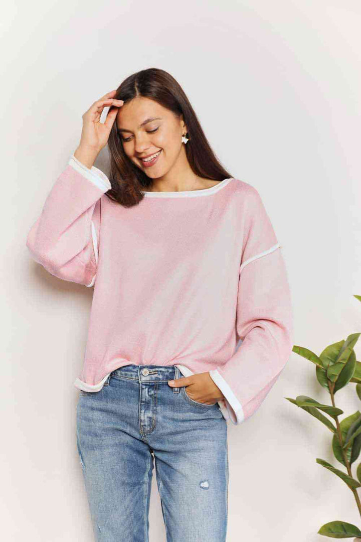 Stilla | Tag Kontrastdetalje Dropped Shoulder Strik Top