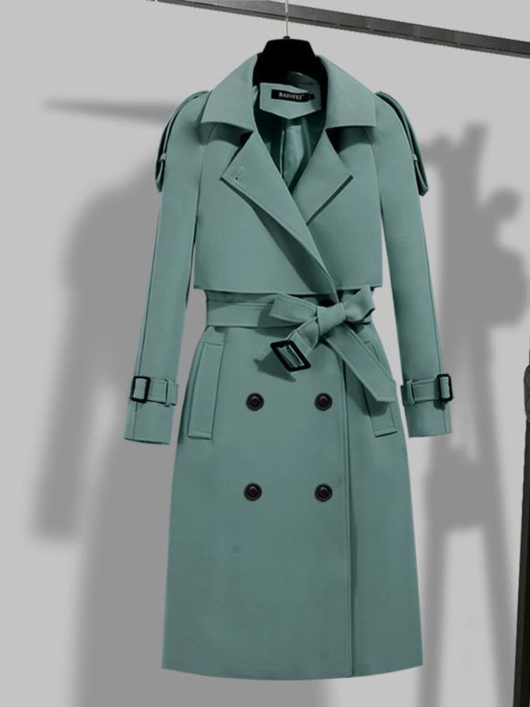 Stilla | Elegant lang trenchcoat - Dobbelt foret & med bælte