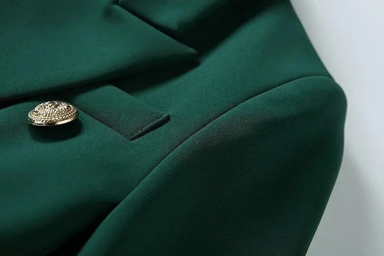 Stilla | Mørkegrøn Blazer Dame - Læder - Ensfarvet