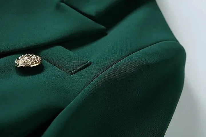 Stilla | Mørkegrøn Blazer Dame - Læder - Ensfarvet