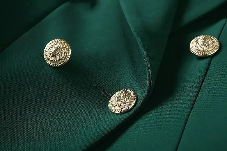 Stilla | Mørkegrøn Blazer Dame - Læder - Ensfarvet