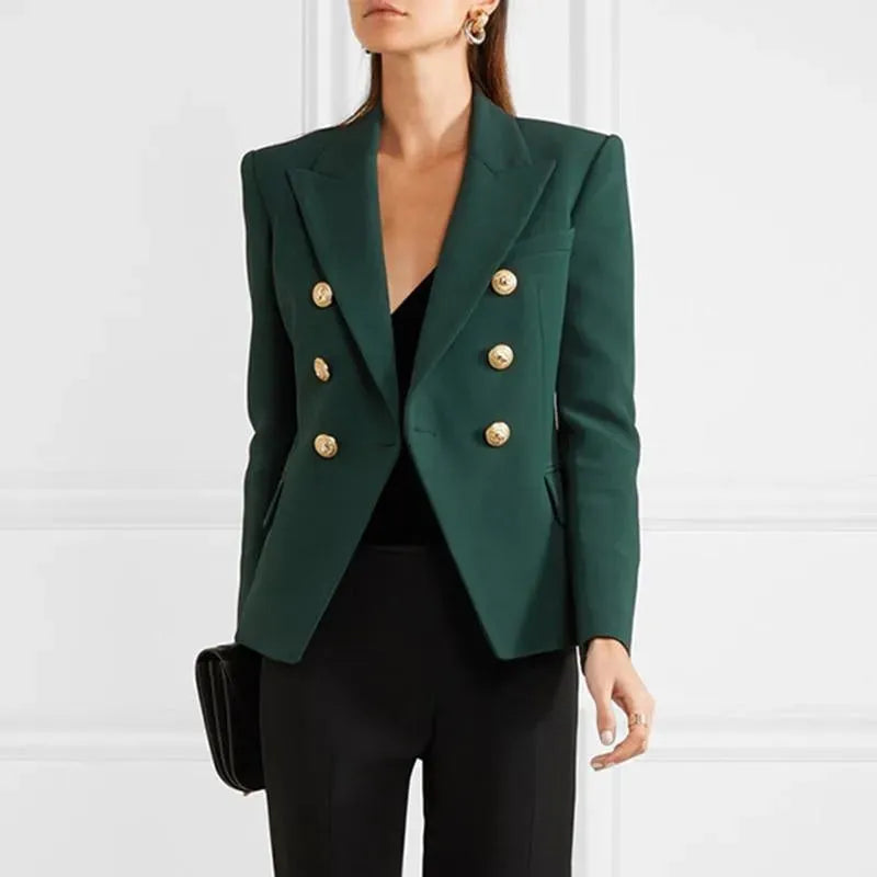 Stilla | Mørkegrøn Blazer Dame - Læder - Ensfarvet