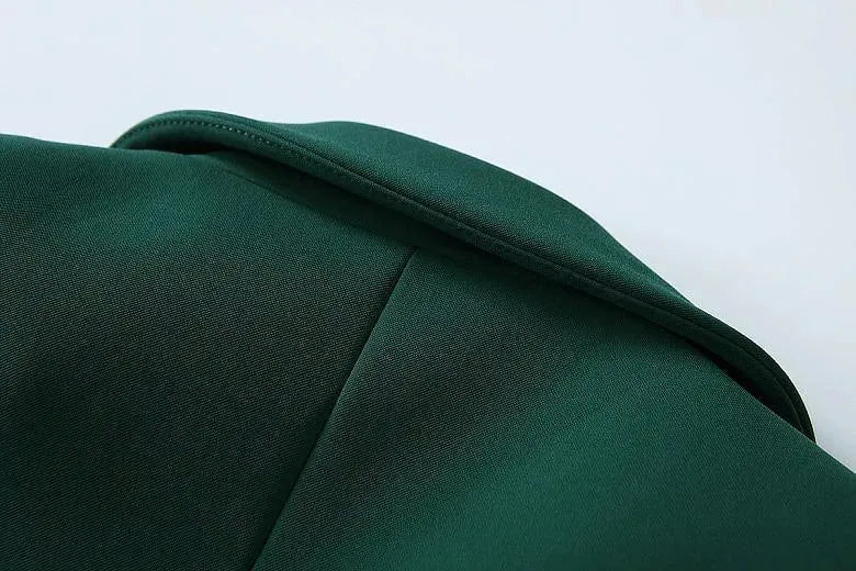 Stilla | Mørkegrøn Blazer Dame - Læder - Ensfarvet