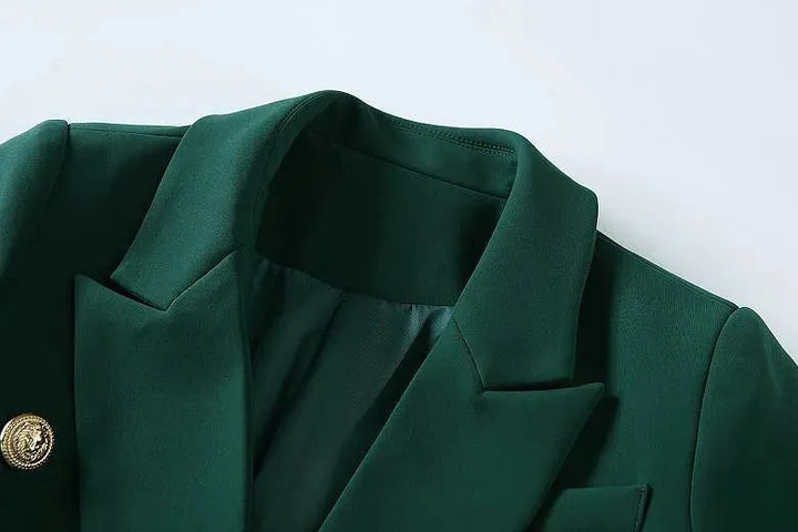 Stilla | Mørkegrøn Blazer Dame - Læder - Ensfarvet