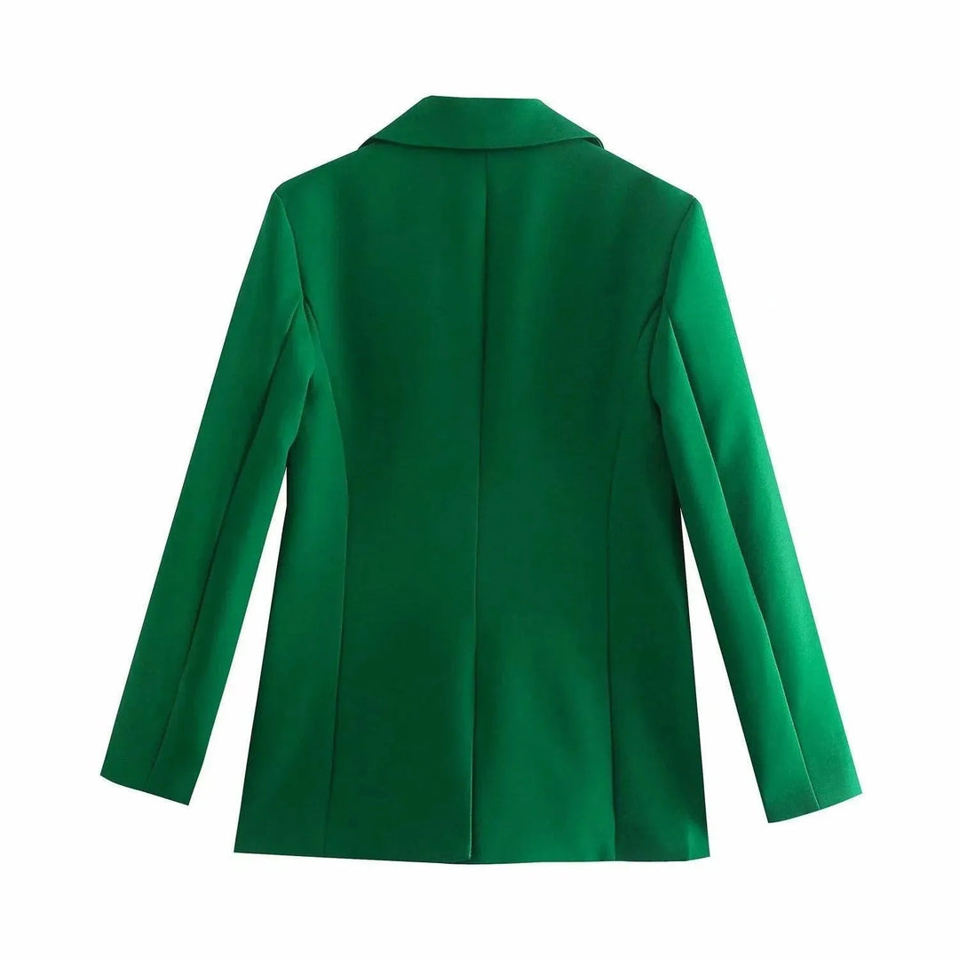 Stilla | Mørkegrøn Blazer Dame - Læder - Ensfarvet
