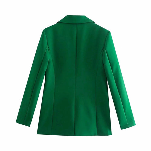 Stilla | Mørkegrøn Blazer Dame - Læder - Ensfarvet