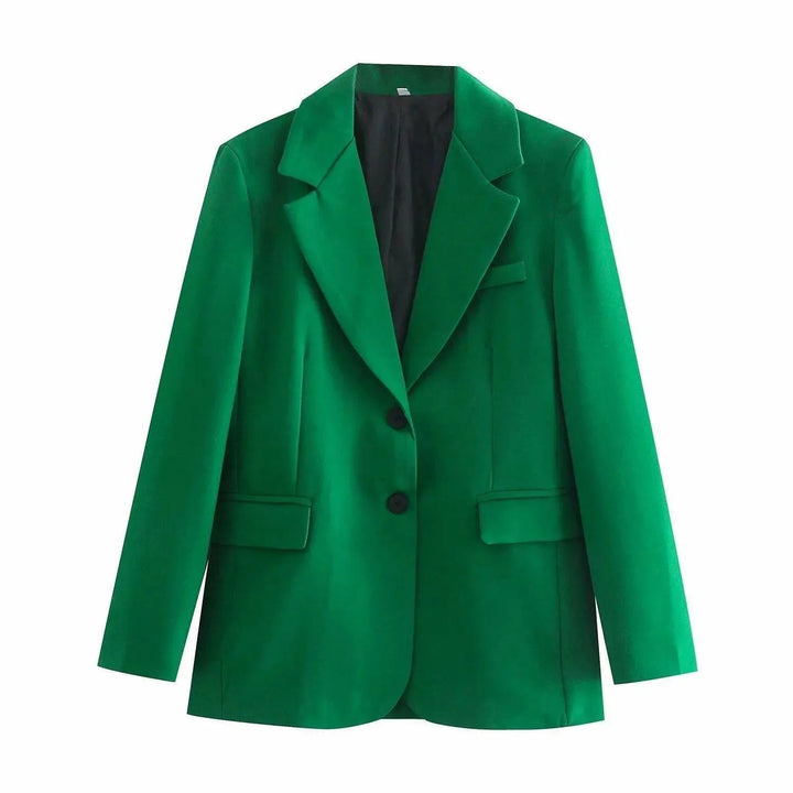 Stilla | Mørkegrøn Blazer Dame - Læder - Ensfarvet