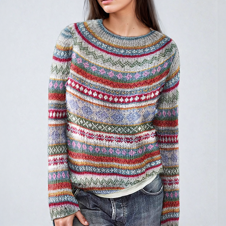 Stilla | Stribet strikpullover i farver
