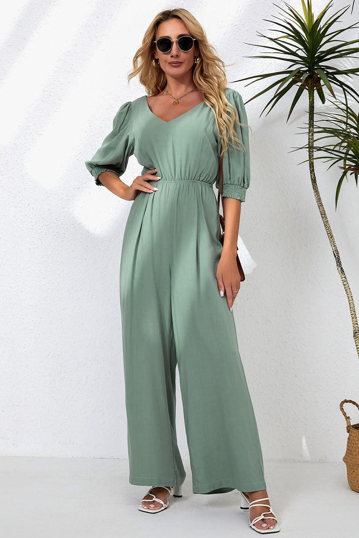Stilla | Neck Halv Ærme Jumpsuit