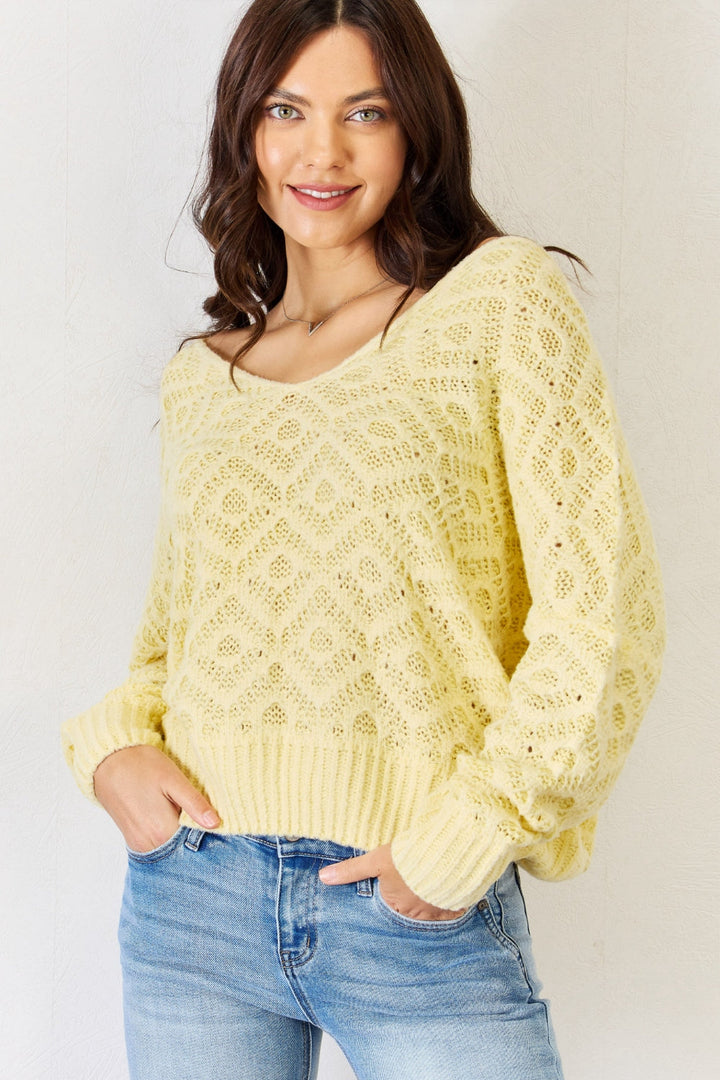Stilla | V-hals mønstret langærmet sweater