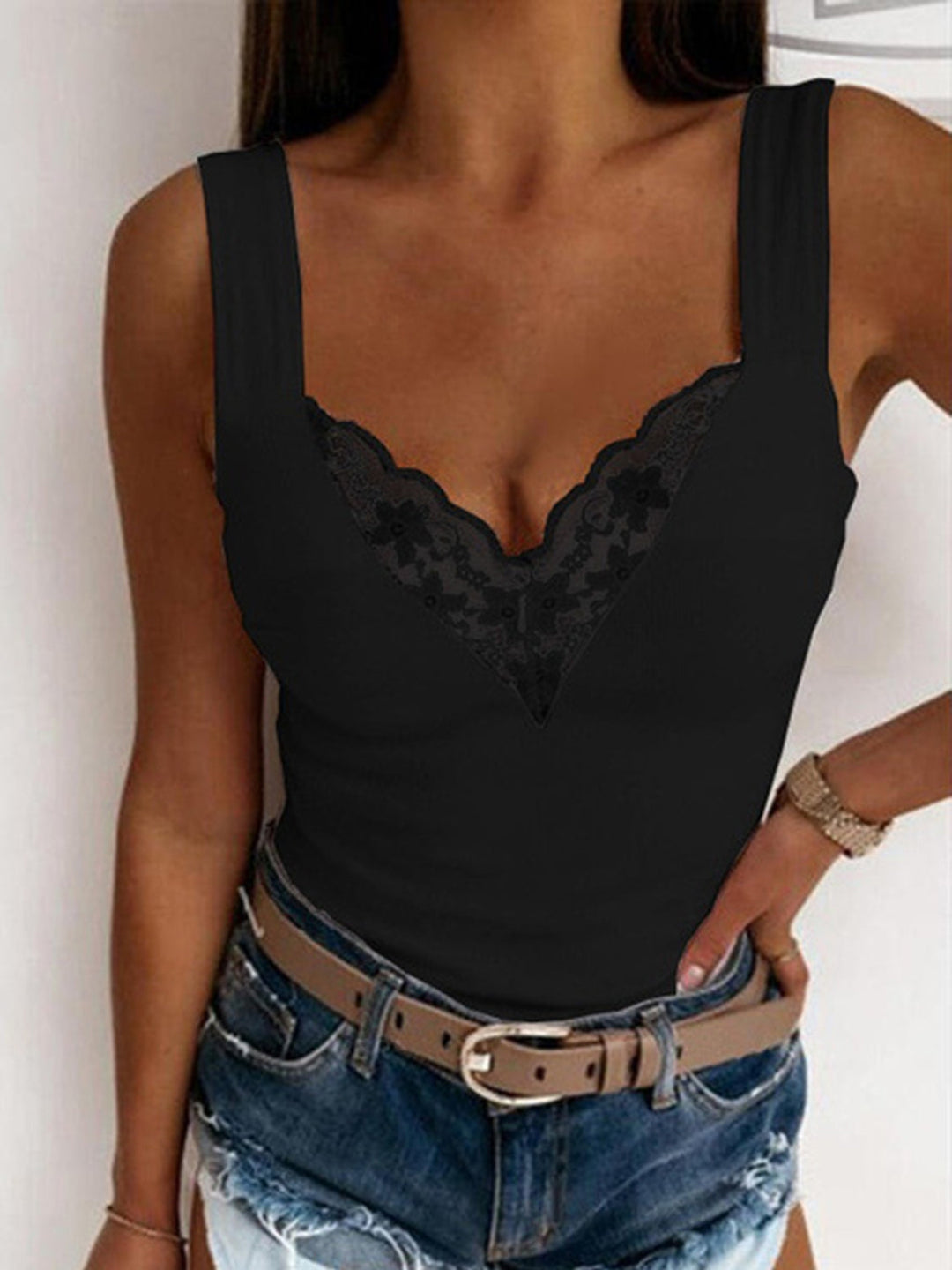 Stilla | Plus Size Blonde Detalje Sweetheart Hals Tank