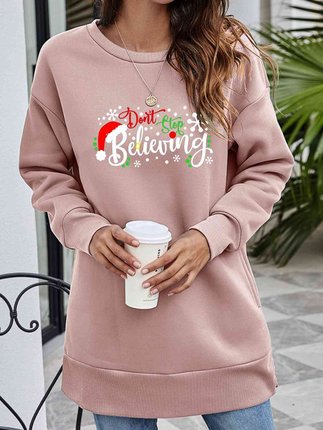 Stilla | Stop Believing Graphic Drop Shoulder Sweatshirt