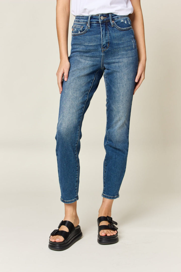 Stilla | Blå Full Size Mavekontrol Høj Talje Slank Jeans