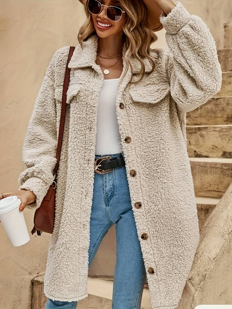 Stilla | Dame Oversized Sherpa-Frakke