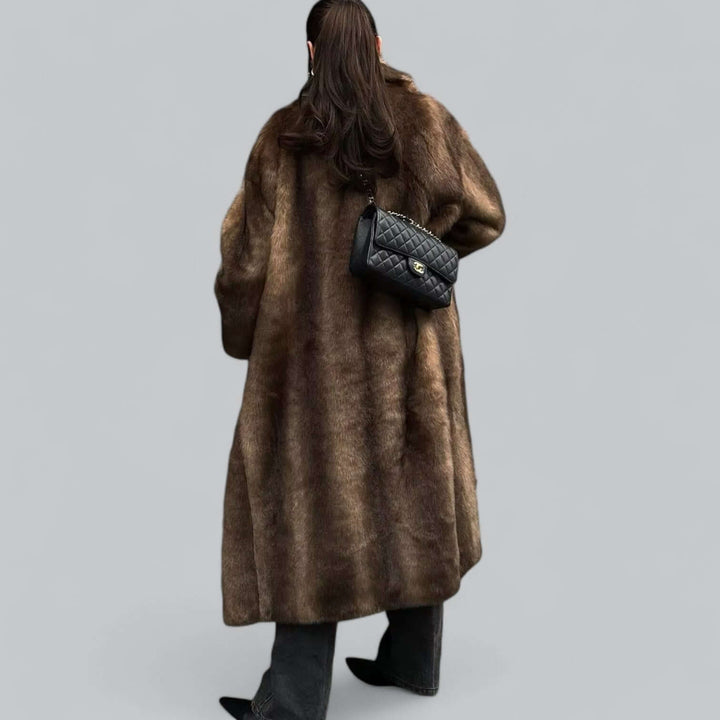 Stilla | Elegant Kunstpels Lang Trenchcoat