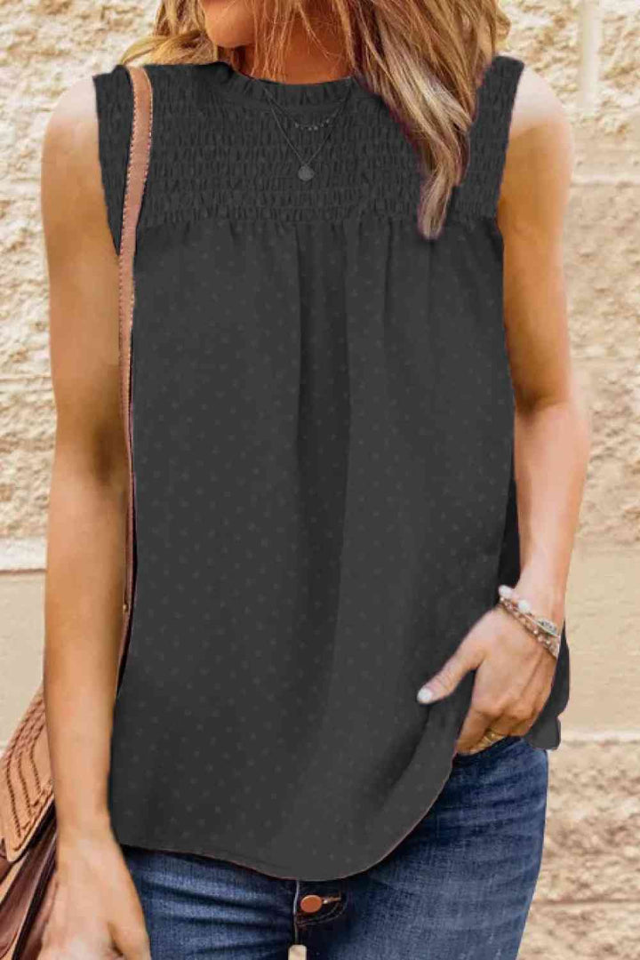 Stilla | Smocked Tie Back Frill Trim Tank
