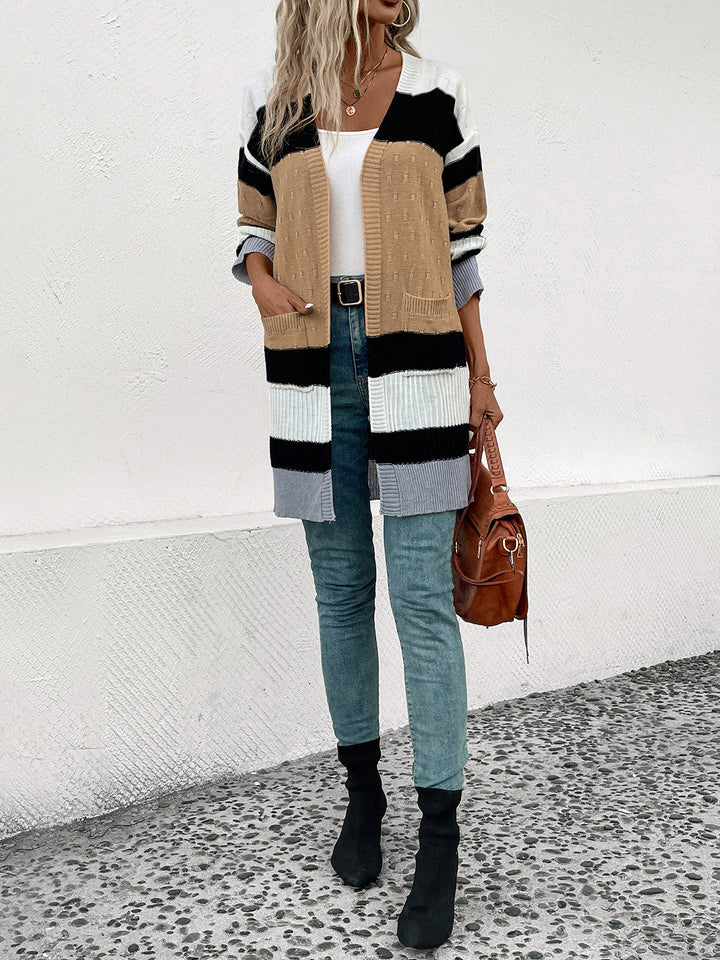 Stilla | Farveblok Åben Front Drop Shoulder Cardigan