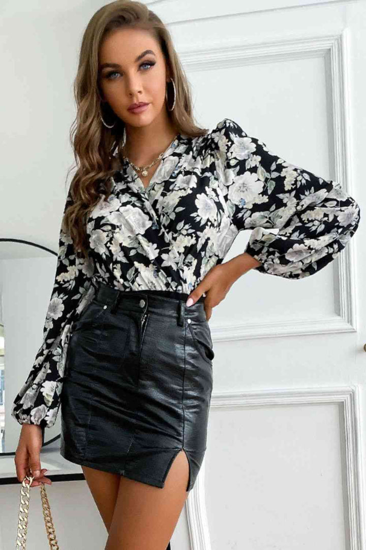 Stilla | Surplice Hals Puff Sleeve Bodysuit