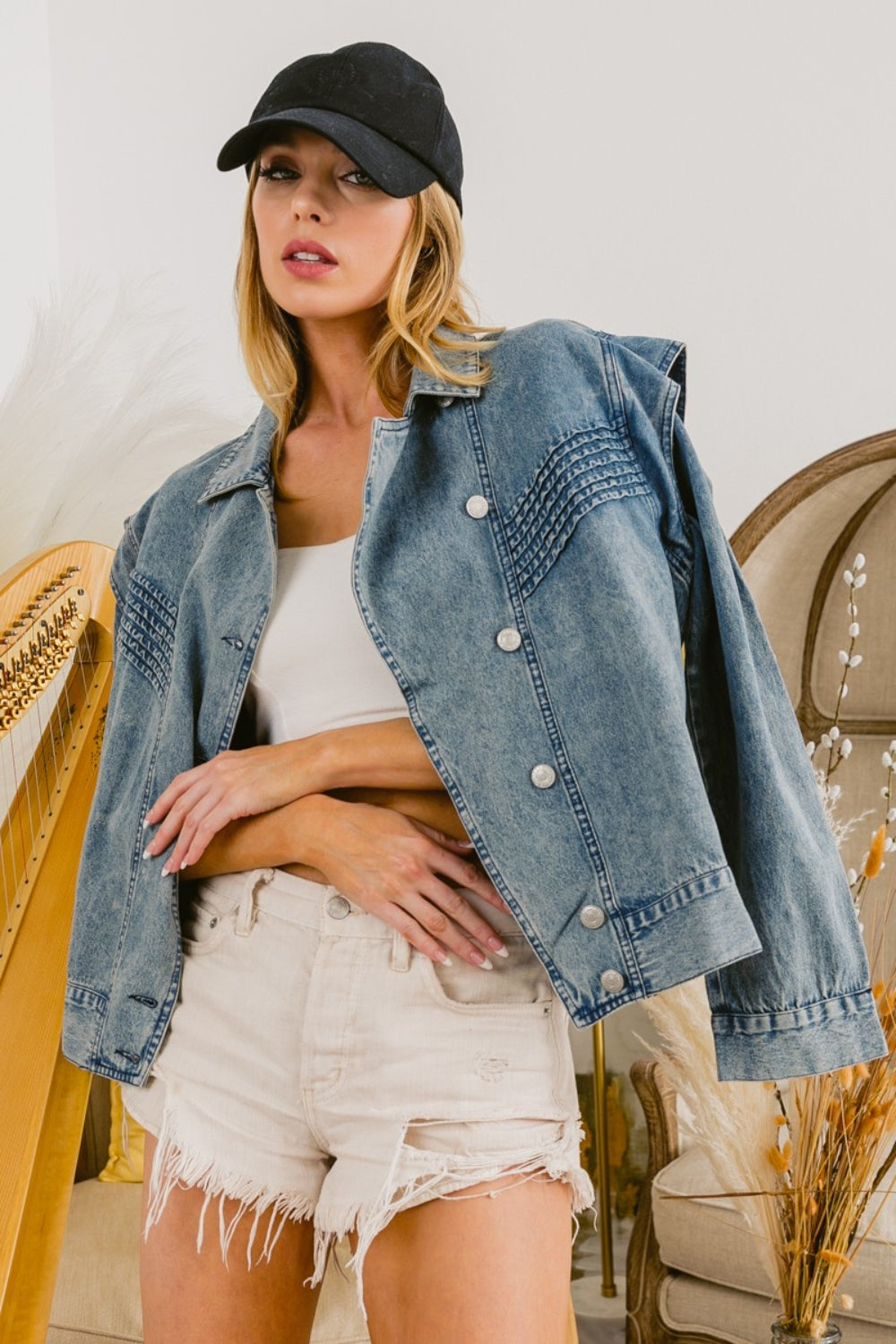 Stilla | Knapper Op Langærmet Denim Jakke